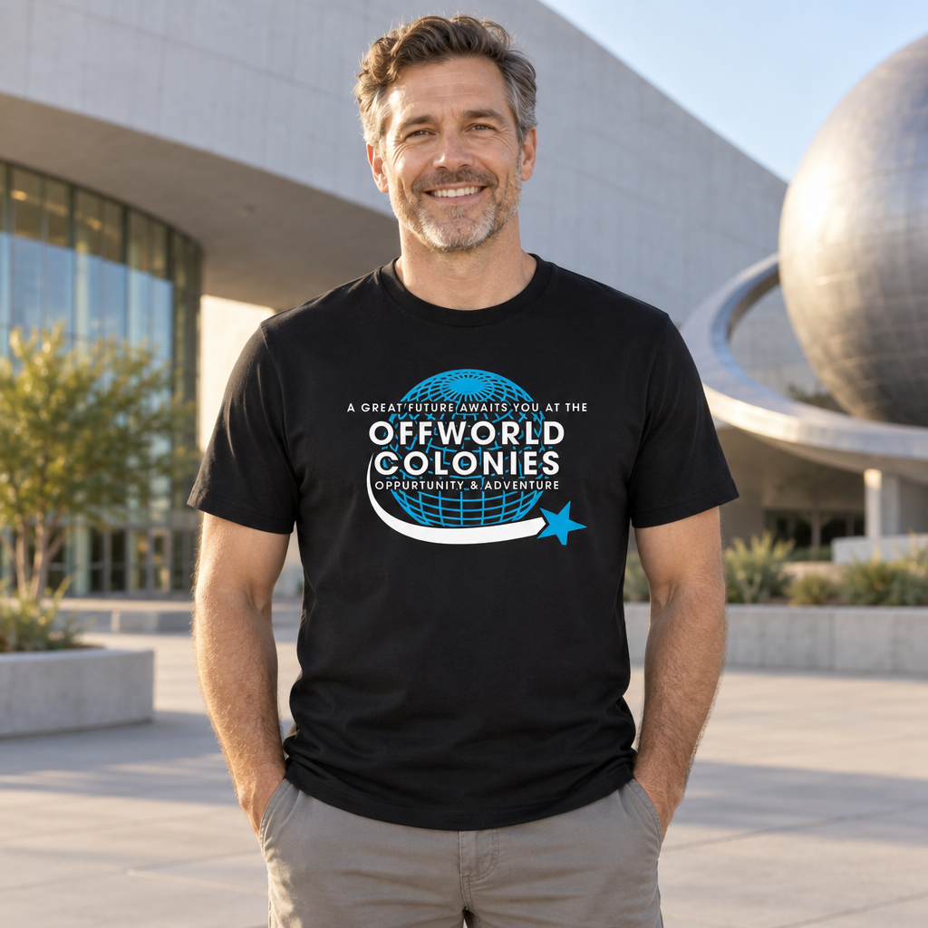 Offworld Colonies — Black T-Shirt — lifestyle alt