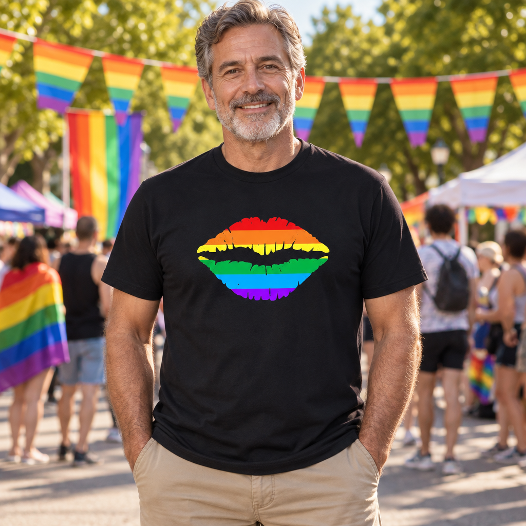Rainbow Lips — Black T-Shirt — lifestyle alt