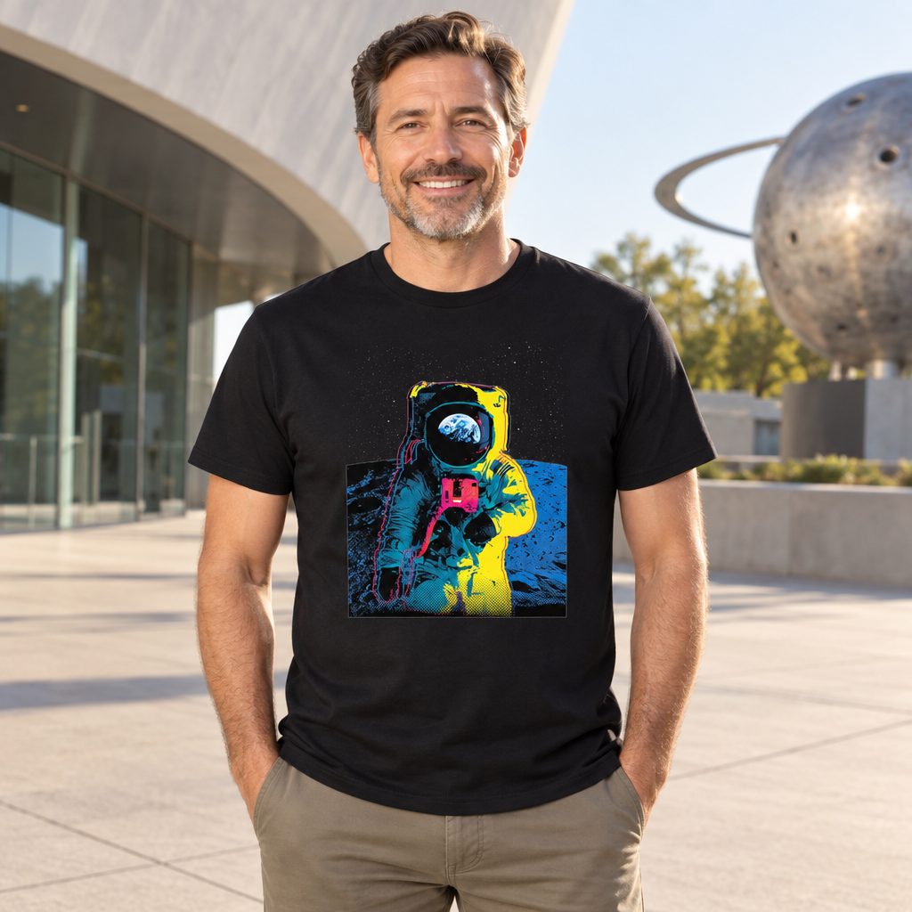 Colorful Astronaut — Black T-Shirt — lifestyle alt