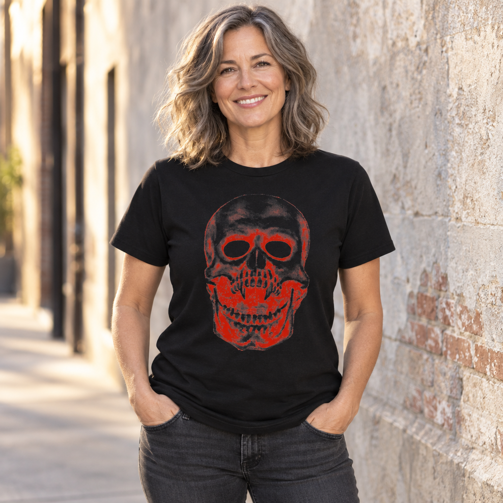 Red X-Ray Skull — Black T-Shirt — lifestyle alt