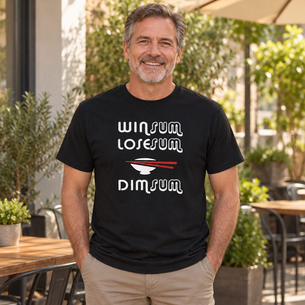 Win Sum Lose Sum Dim Sum — Black T-Shirt — lifestyle alt