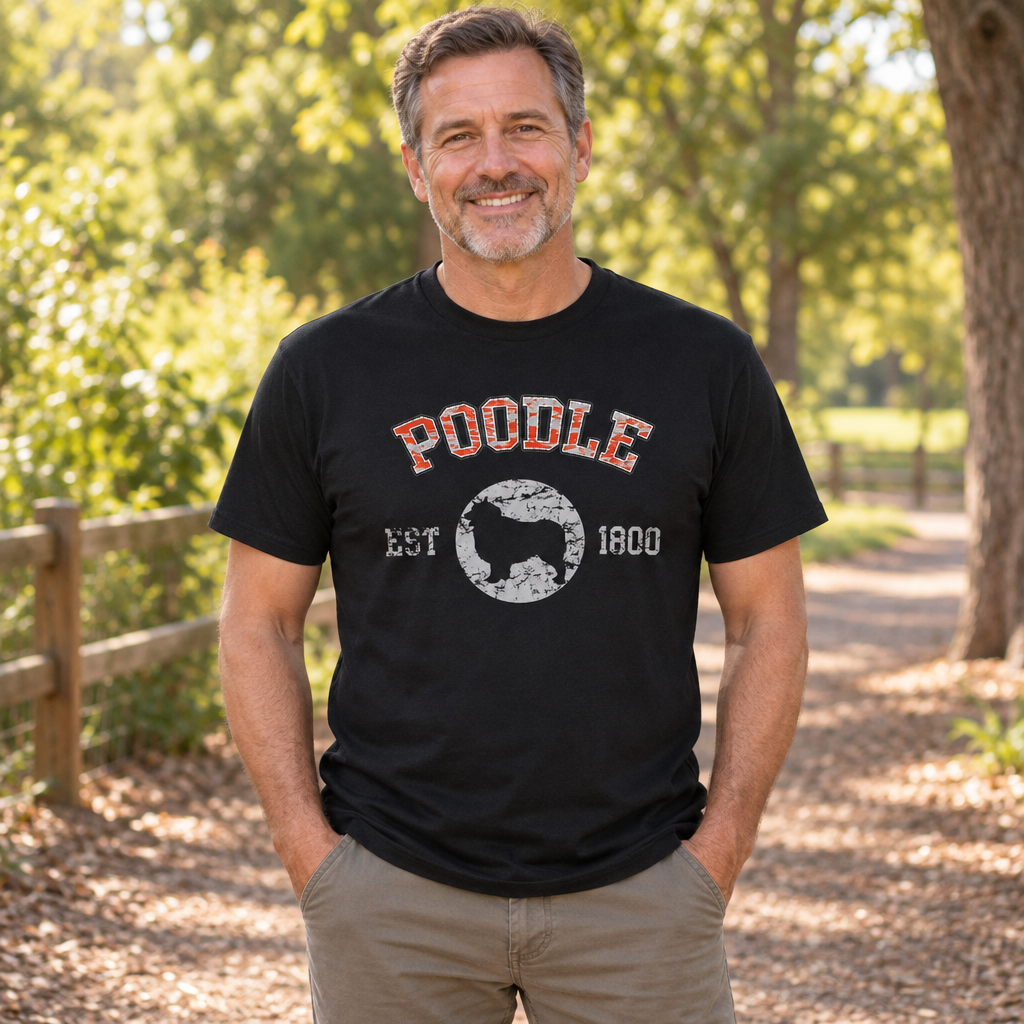 Poodle Established 1800 — Black T-Shirt — lifestyle alt