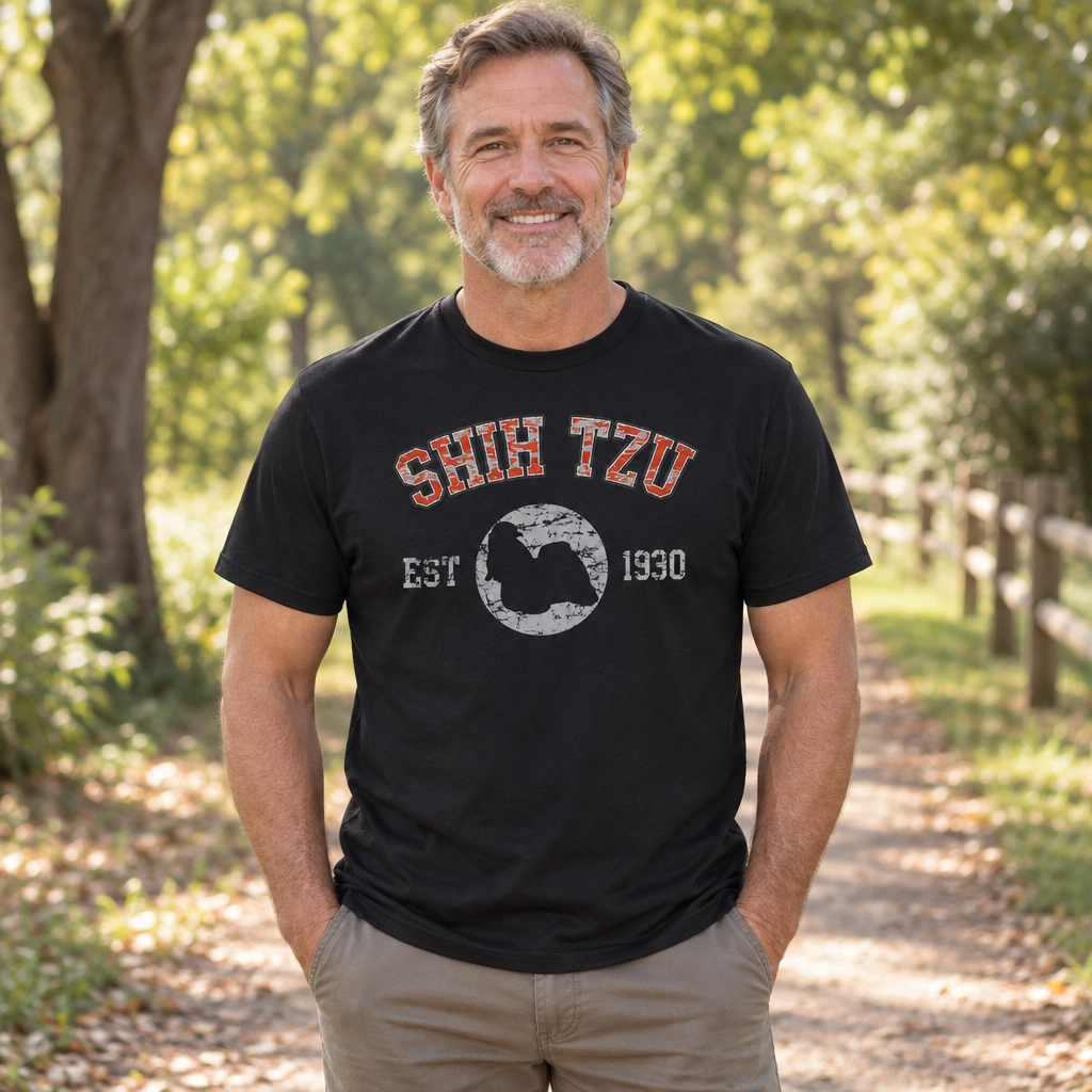 Shih Tzu Established 1930 — Black T-Shirt — lifestyle alt