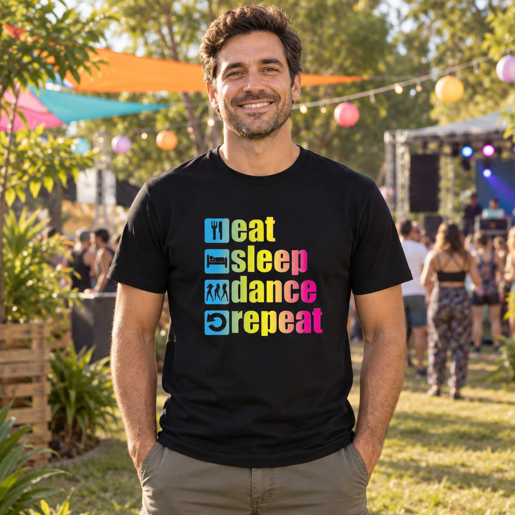 Eat Sleep Dance Repeat — Black T-Shirt — lifestyle alt