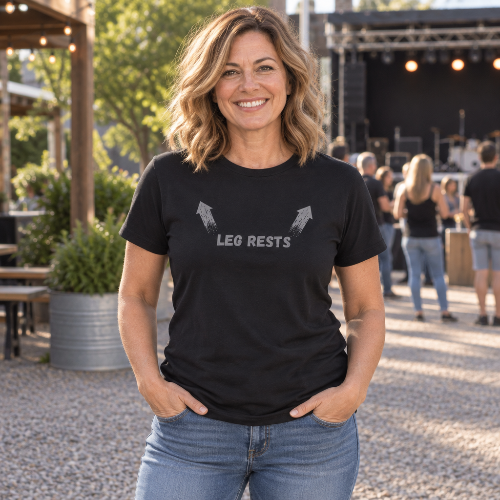 Leg Rests Arrows — Black T-Shirt — lifestyle alt