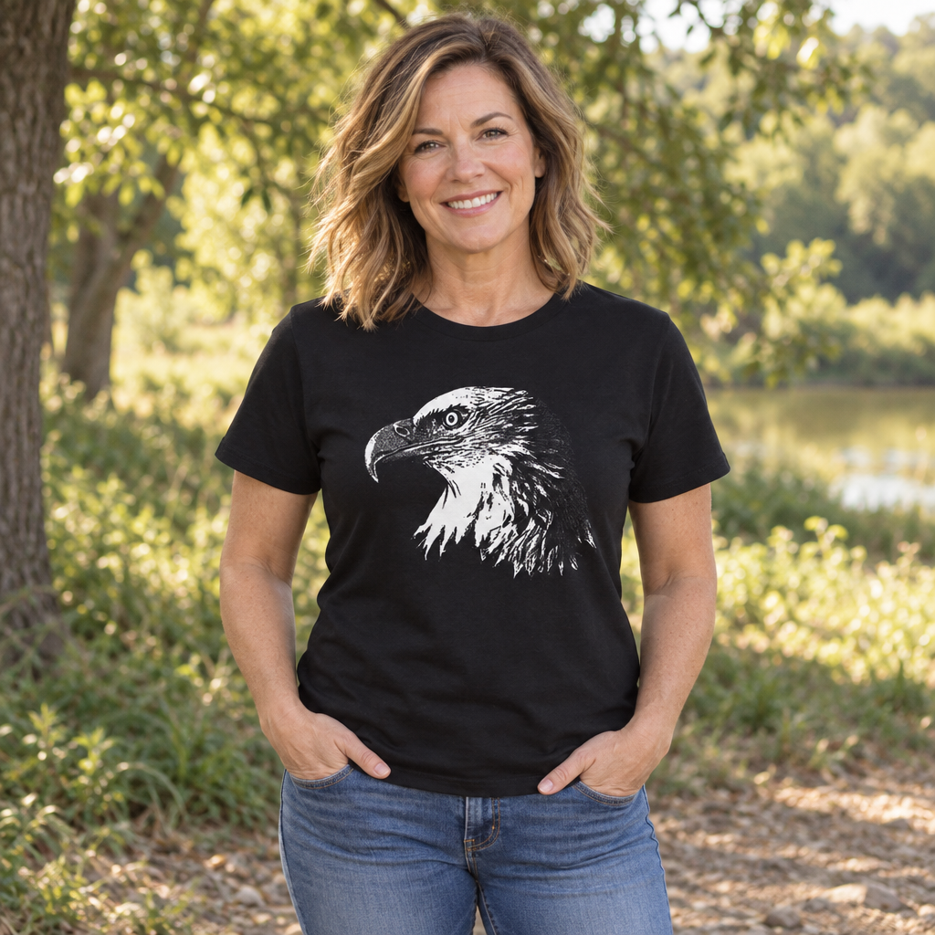 Bald Eagle Portrait — Black T-Shirt — lifestyle alt
