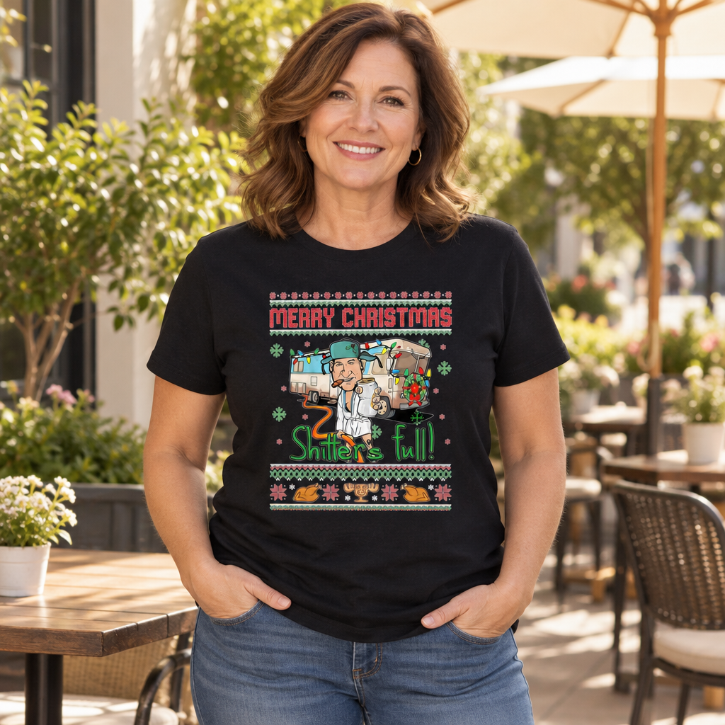 Shitter's Full Funny Holiday Humor Novelty — Black T-Shirt — lifestyle alt
