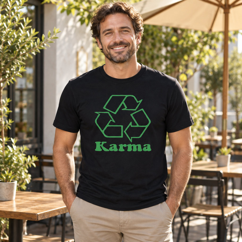 Karma Recycling — Black T-Shirt — lifestyle alt