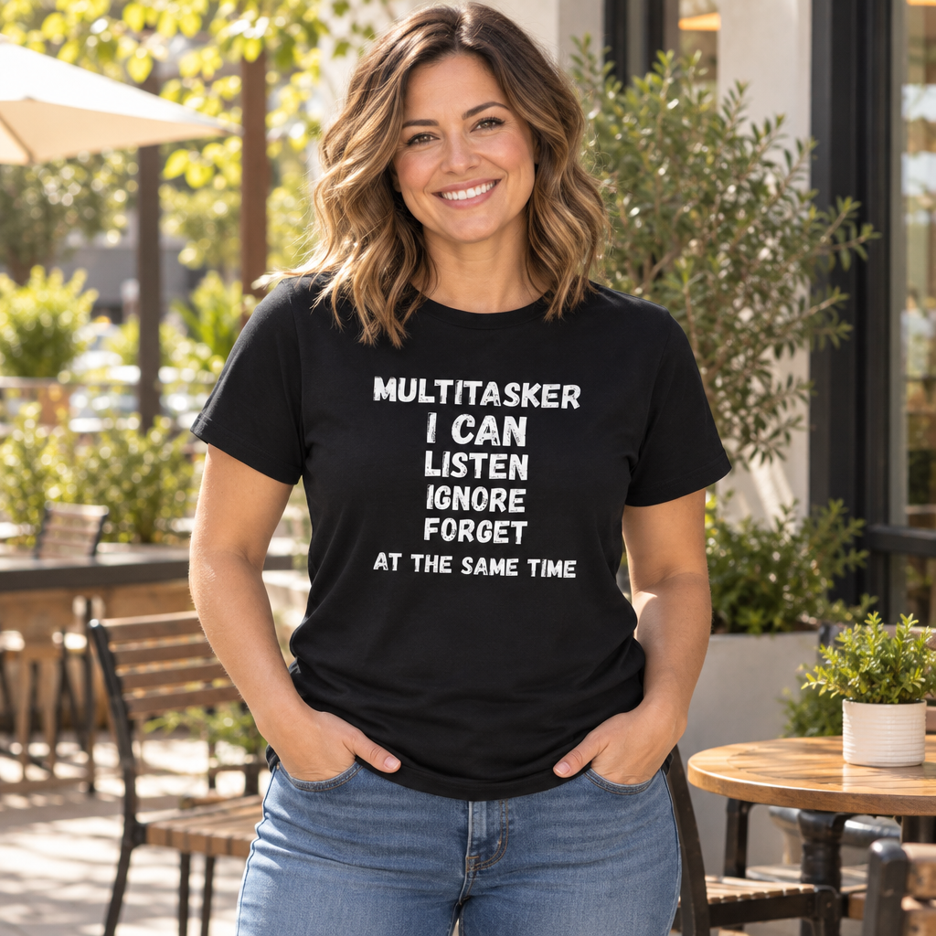 Multitasker Funny — Black T-Shirt — lifestyle alt