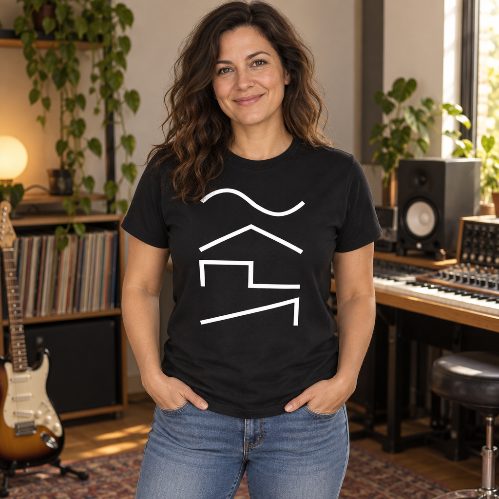 Synth Waveforms — Black T-Shirt — lifestyle alt