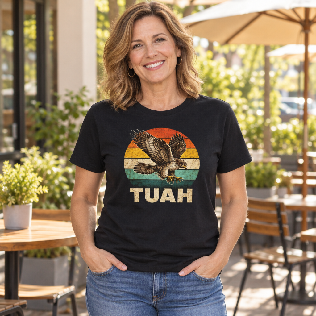 Hawk Tuah Funny Meme — Black T-Shirt — lifestyle alt