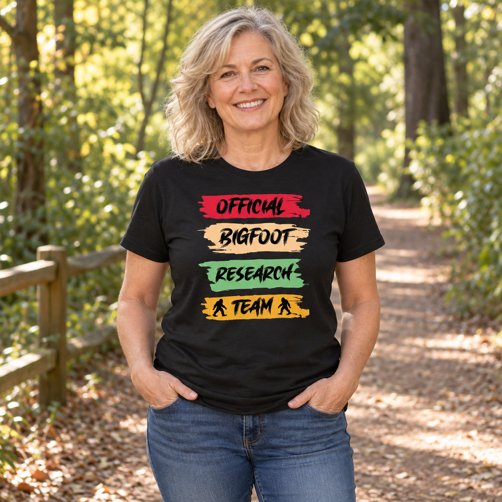 Cryptid Hunter Official Bigfoot Research Team — Black T-Shirt — lifestyle alt