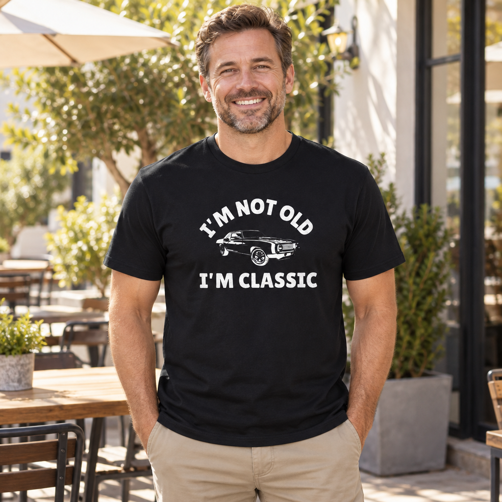 Not Old Classic Funny Retirement — Black T-Shirt — lifestyle alt