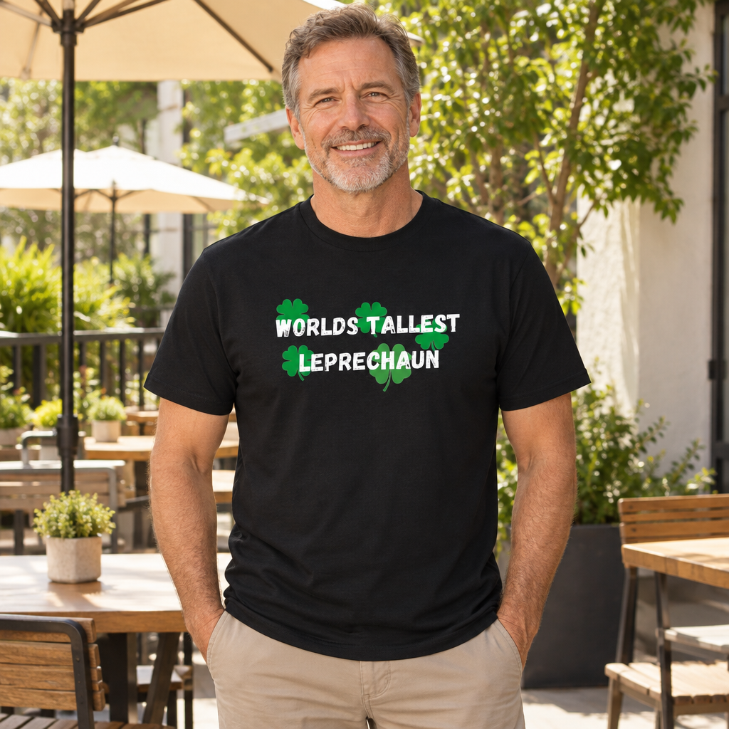 Worlds Tallest Leprechaun — Black T-Shirt — lifestyle alt