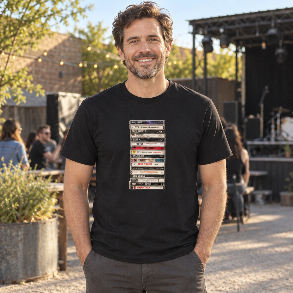 Cassette Tape — Black T-Shirt — lifestyle alt