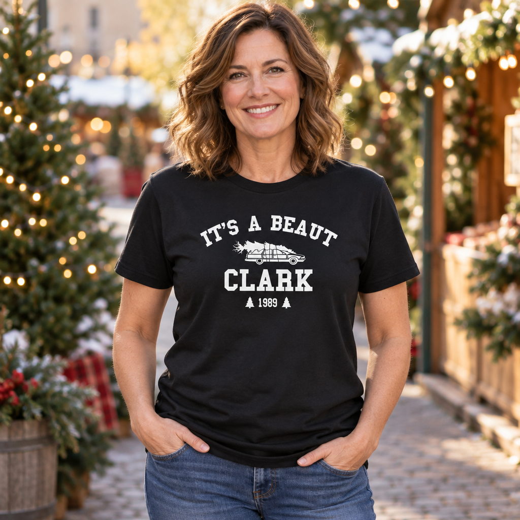 It's a Beaut Clark Funny Christmas Tree — Black T-Shirt — lifestyle alt