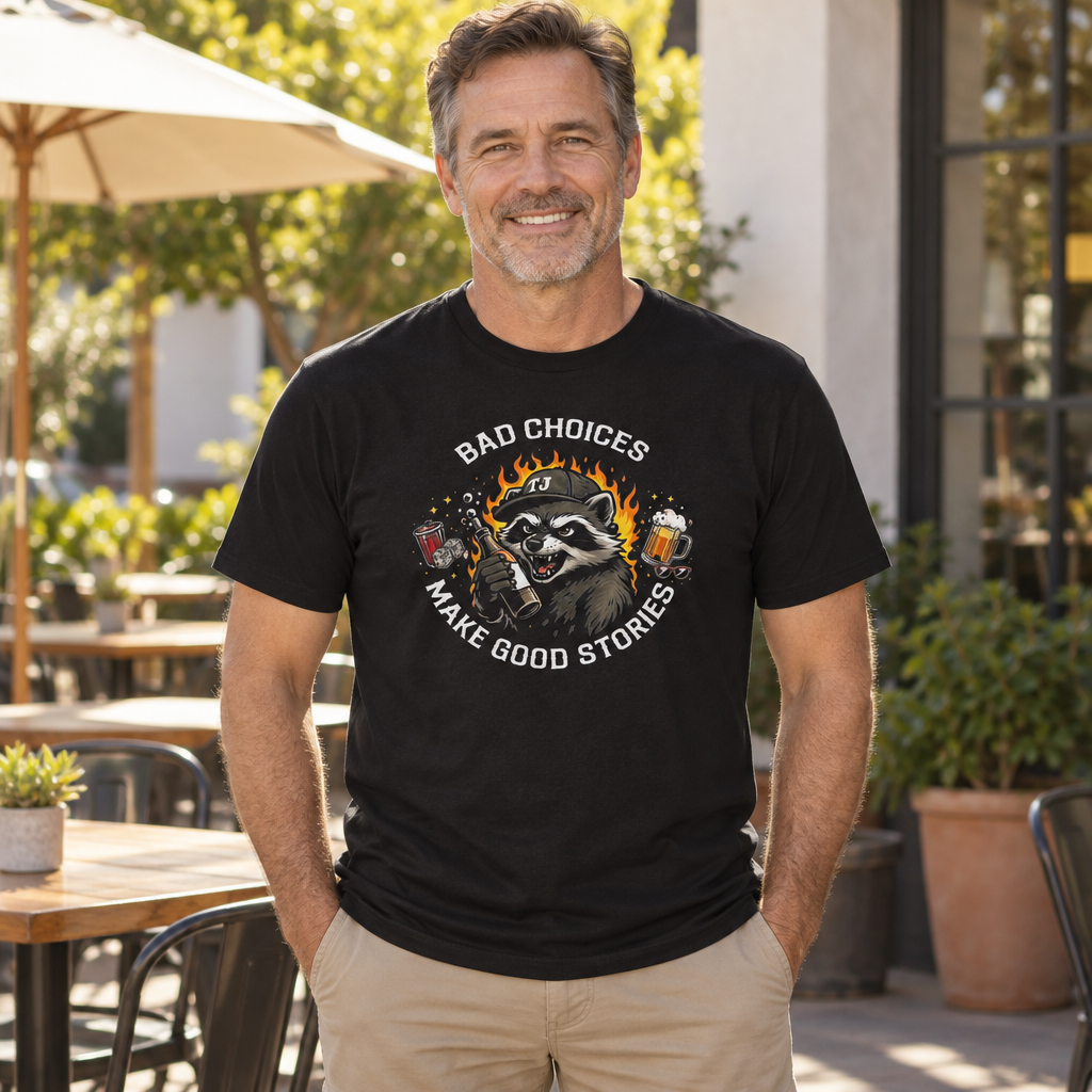 Bad Choices Make Good Stories — Black T-Shirt — lifestyle alt