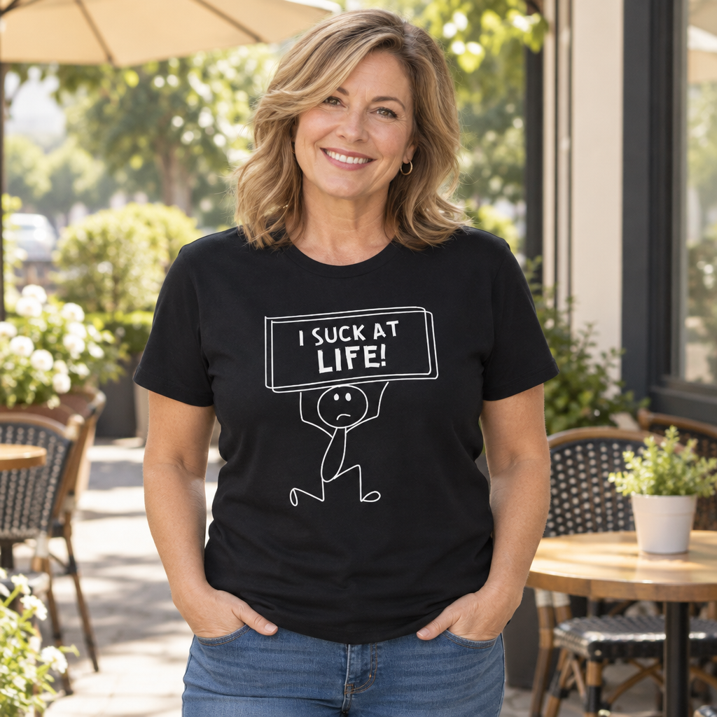 I Suck At Life Funny — Black T-Shirt — lifestyle alt