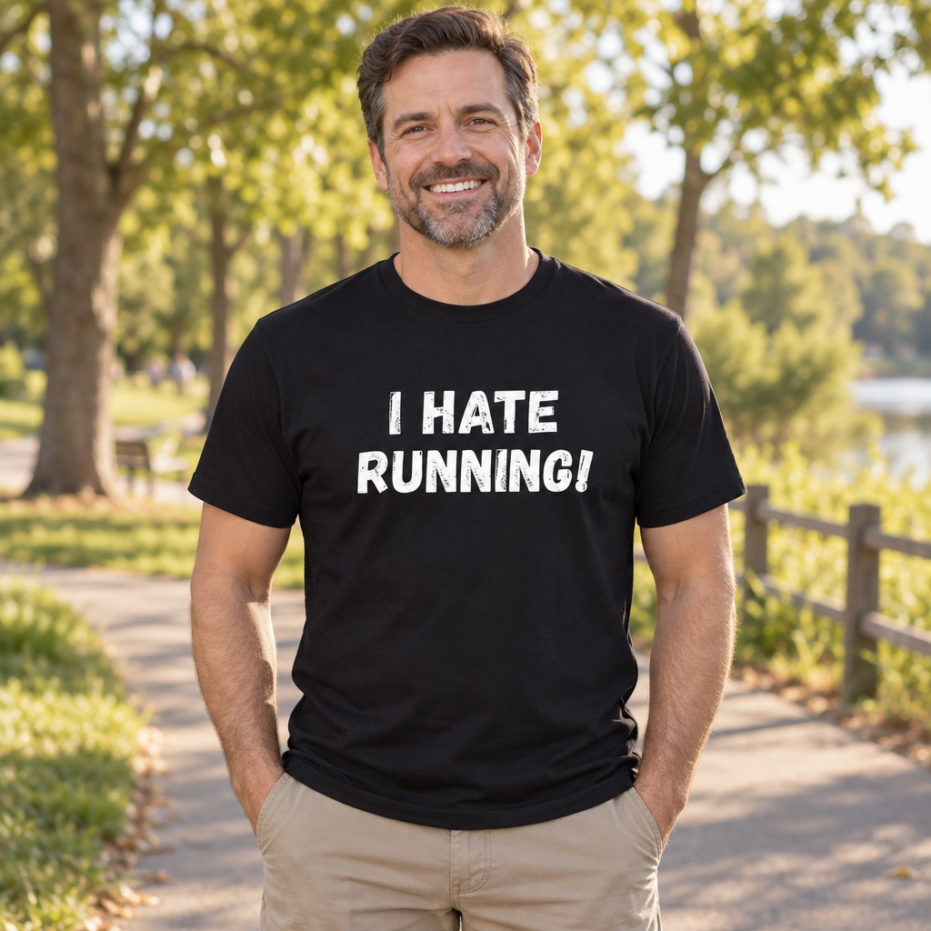 I Hate Running Funny — Black T-Shirt — lifestyle alt
