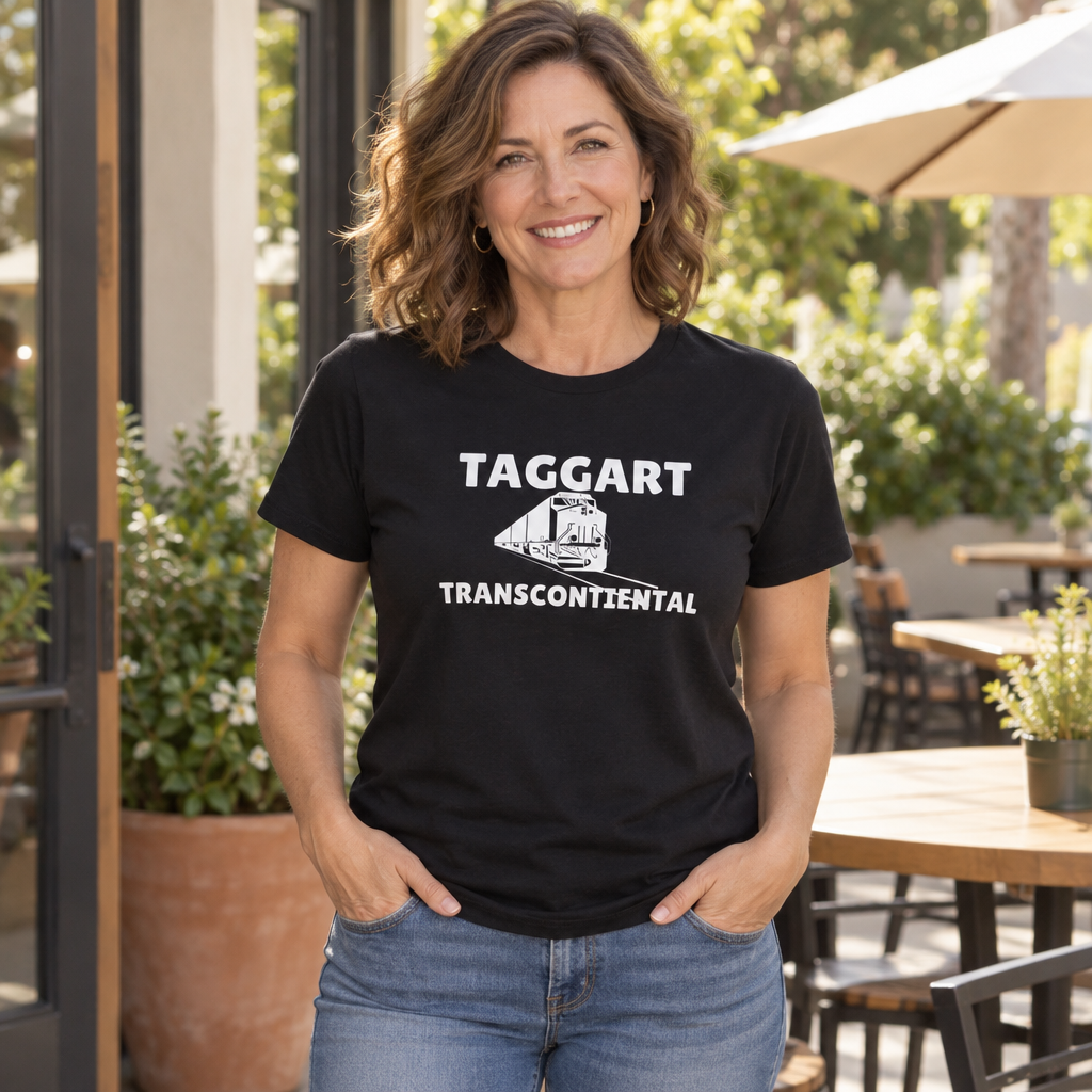 Atlas Shrugged Taggart Transcontinental — Black T-Shirt — lifestyle alt