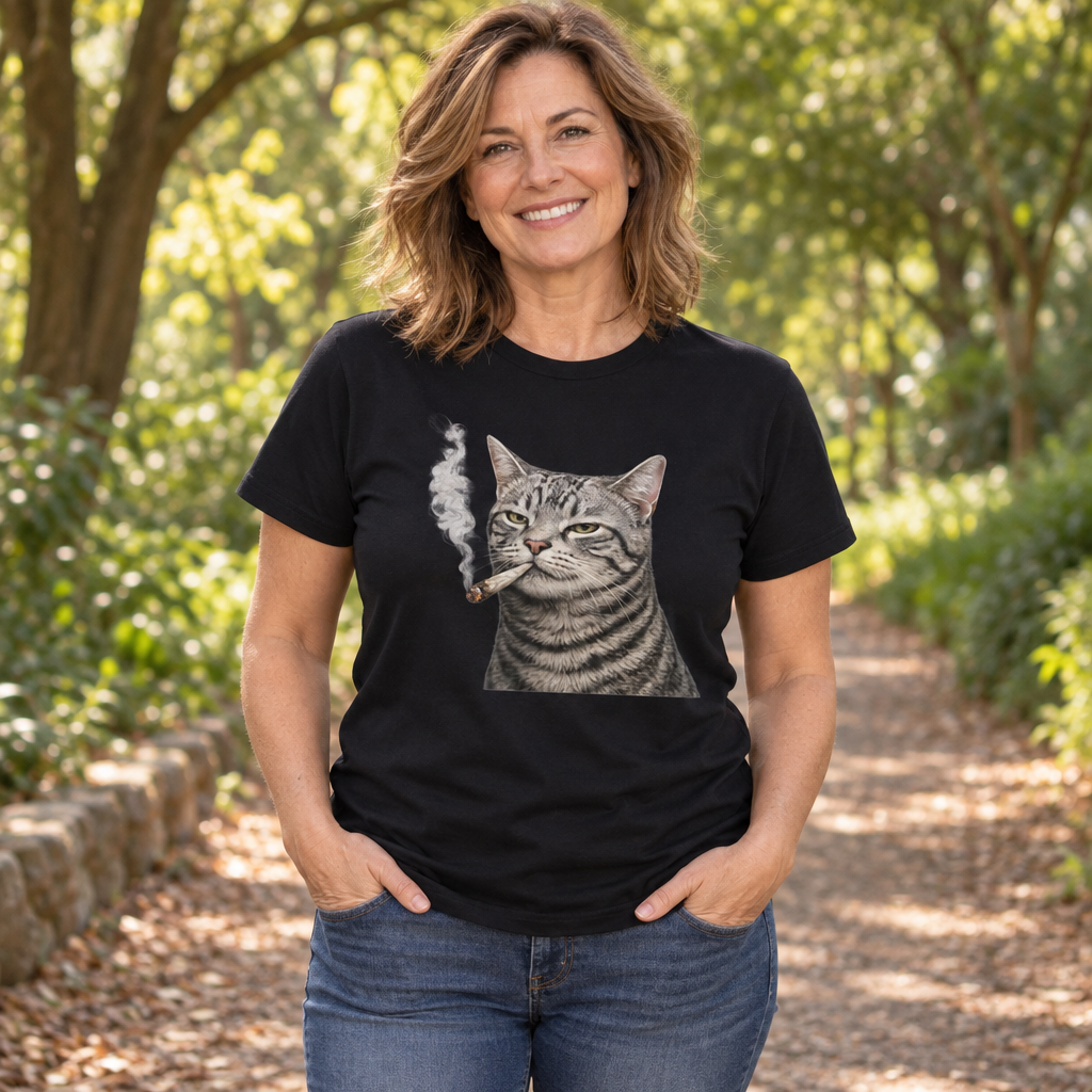 Funny Cat — Black T-Shirt — lifestyle alt