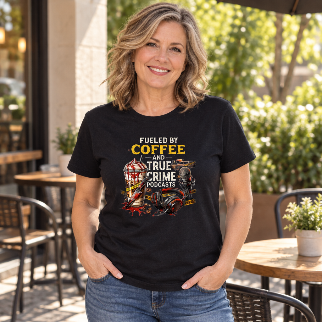 Coffee and True Crime — Black T-Shirt — lifestyle alt