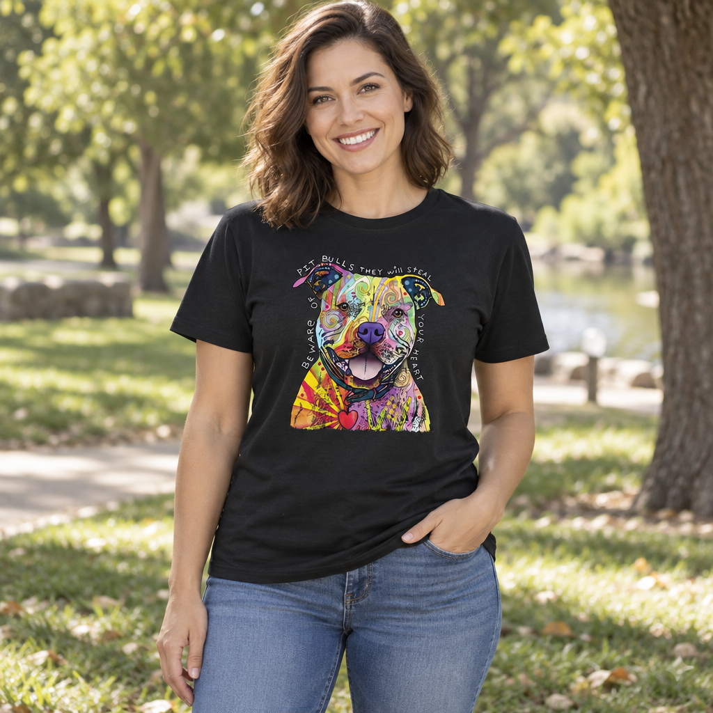 Beware of Pit Bulls — Black T-Shirt — lifestyle alt