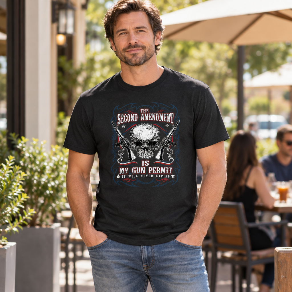 The Second Amendment My Gun Permit — Black T-Shirt — lifestyle alt