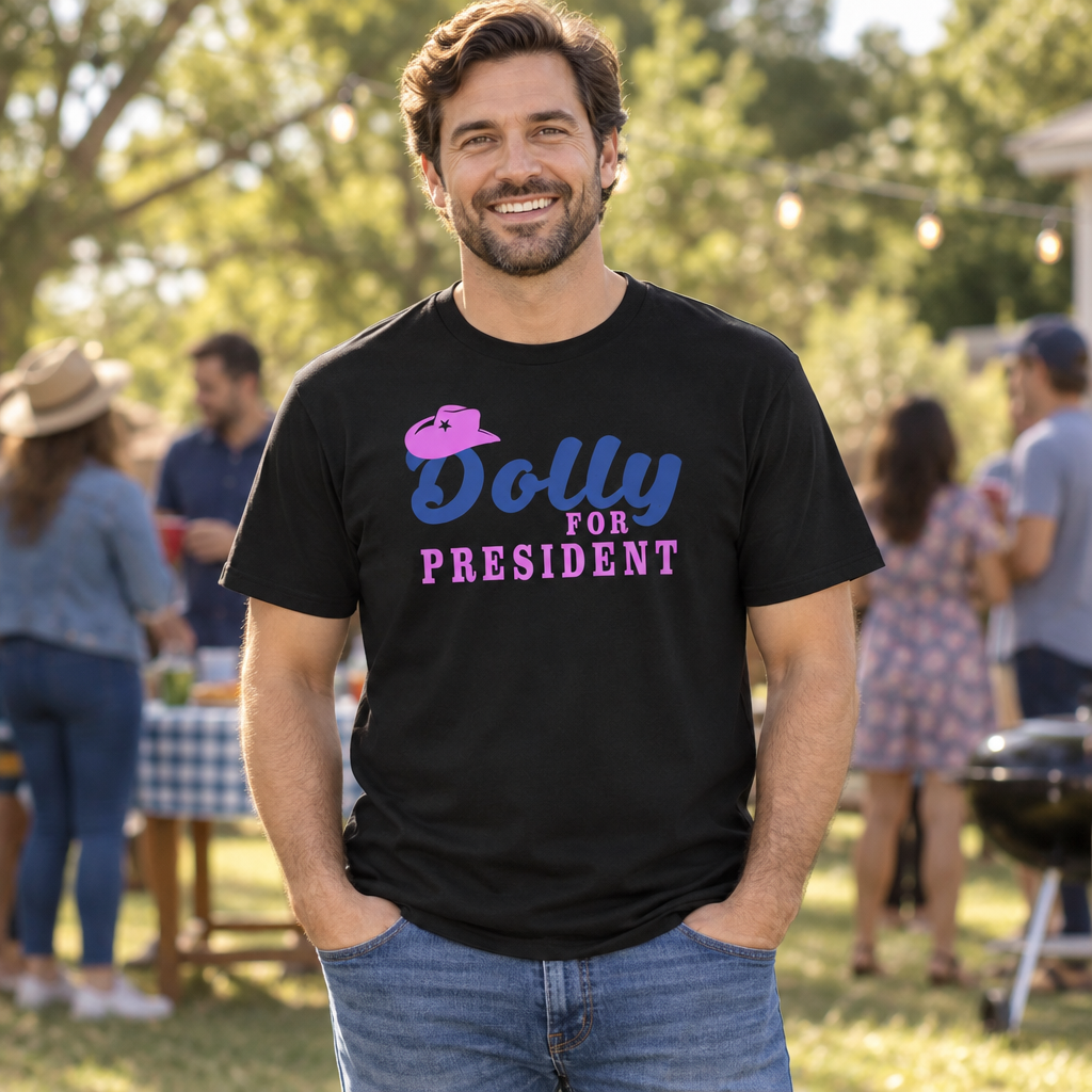 Dolly for President — Black T-Shirt — lifestyle alt
