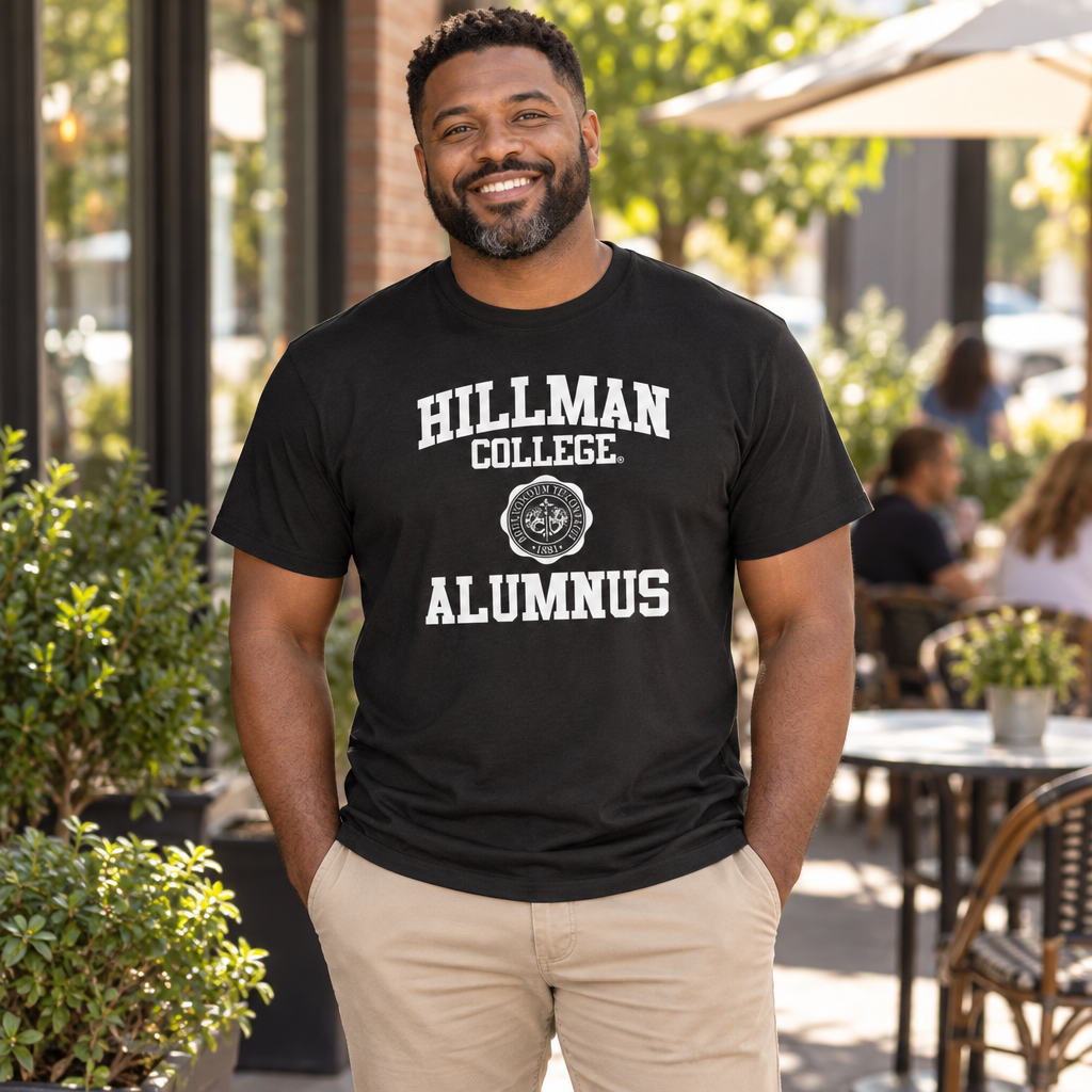 Hillman College Alumnus — Black T-Shirt — lifestyle alt