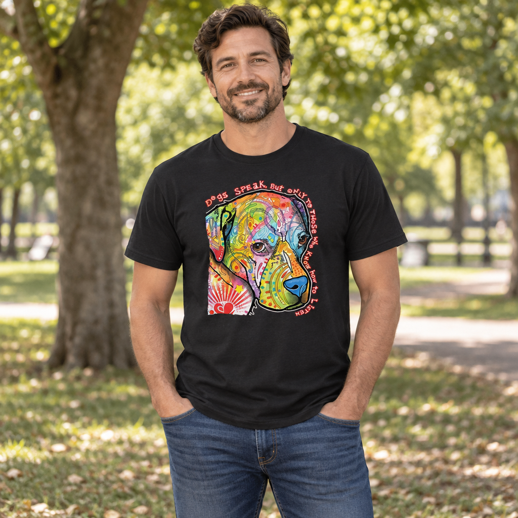 Dogs Speak to Those Who Listen — Black T-Shirt — lifestyle alt