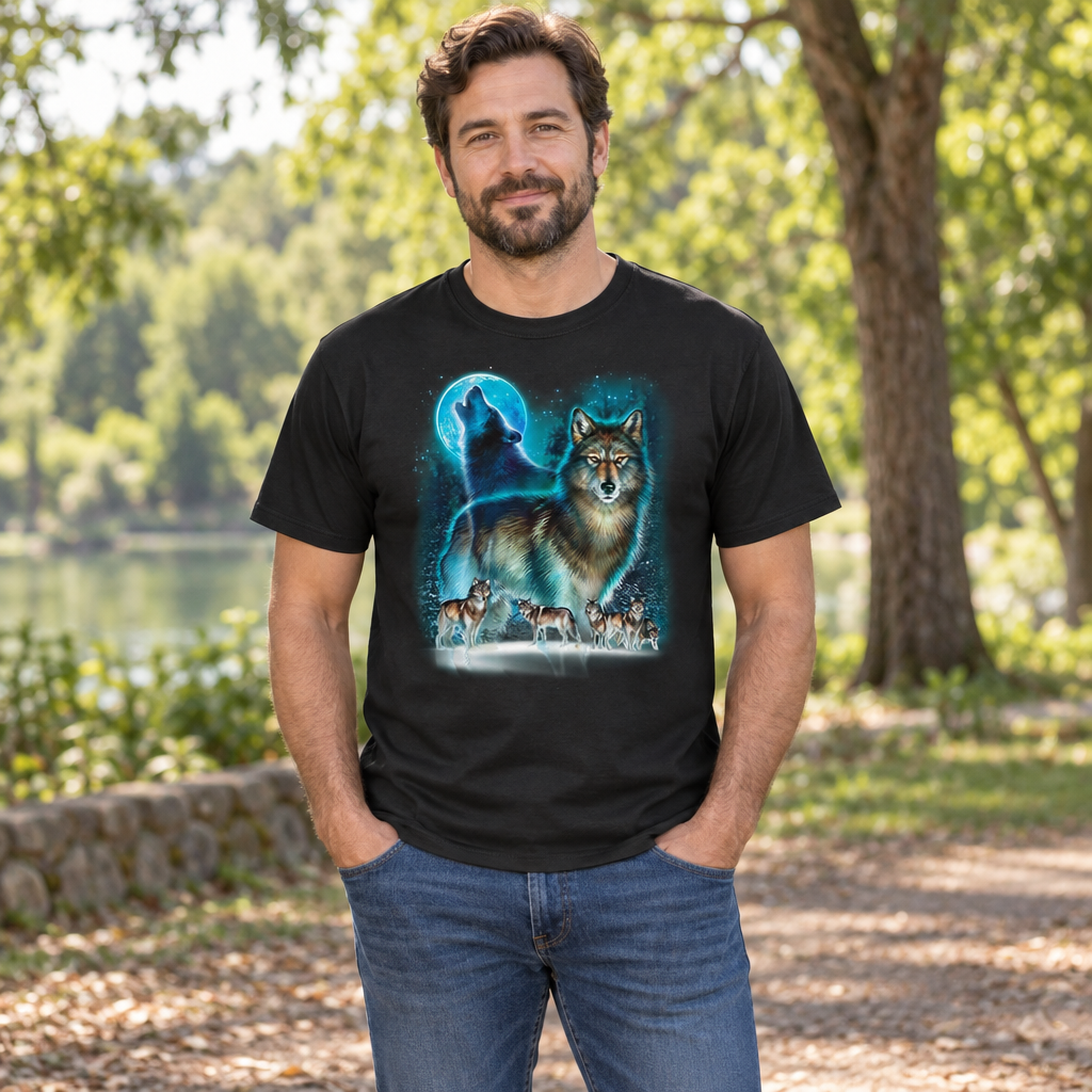 Wolf Moon — Black T-Shirt — lifestyle alt