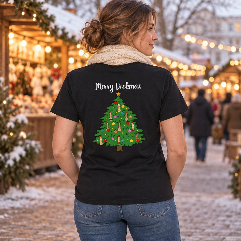 Merry Dickmas — Black T-Shirt — lifestyle alt