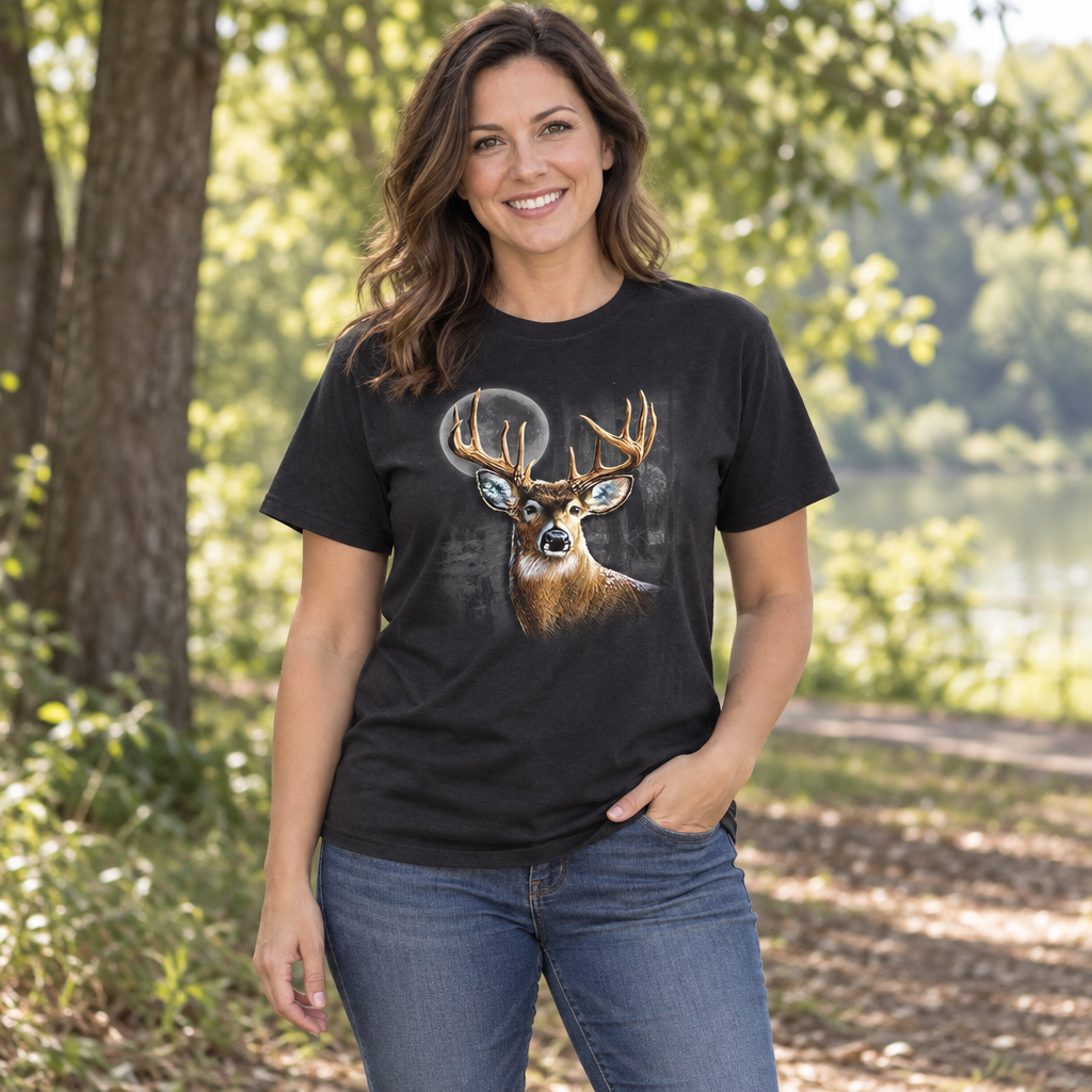 Whitetail Wilderness — Black T-Shirt — lifestyle alt