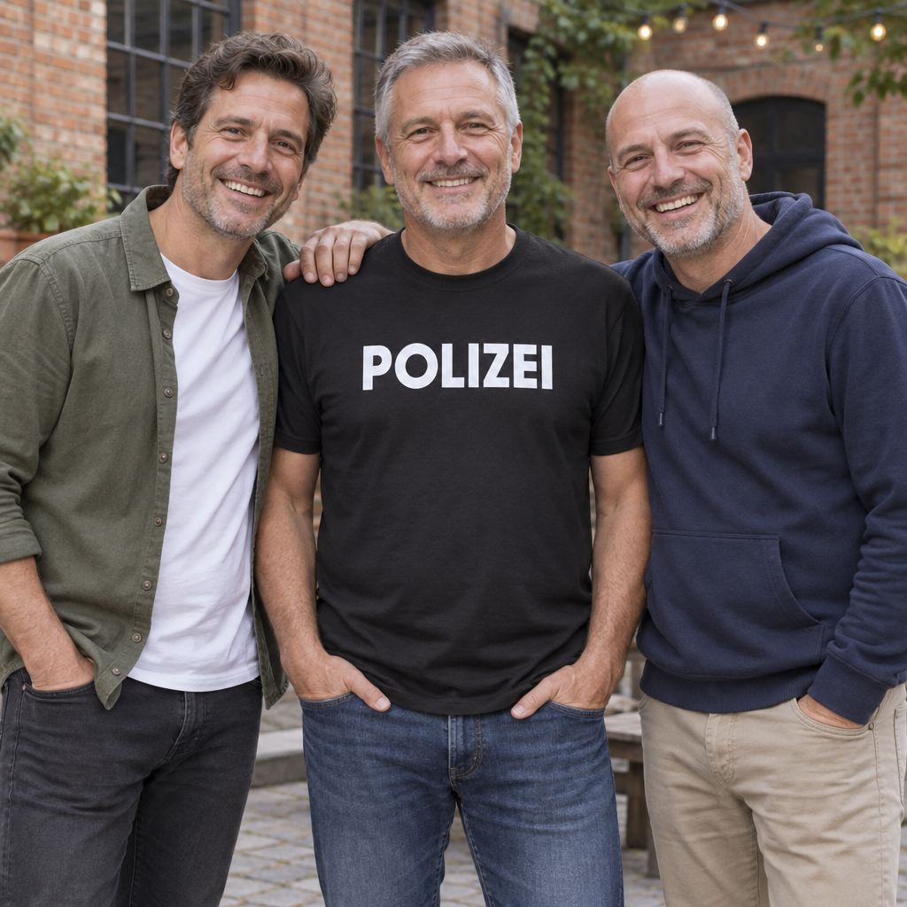 Polizei Lettering — Black T-Shirt — lifestyle group