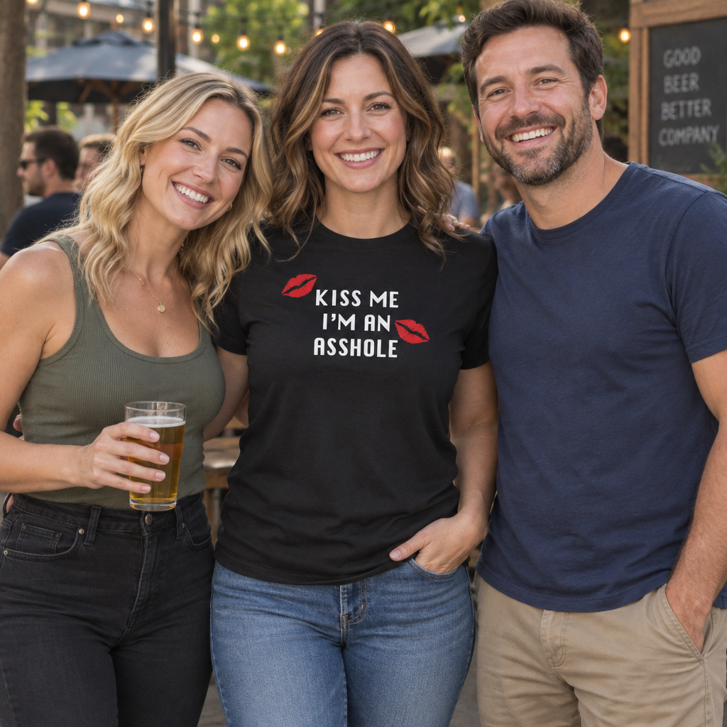 Kiss Me I'm an Asshole — Black T-Shirt — lifestyle group