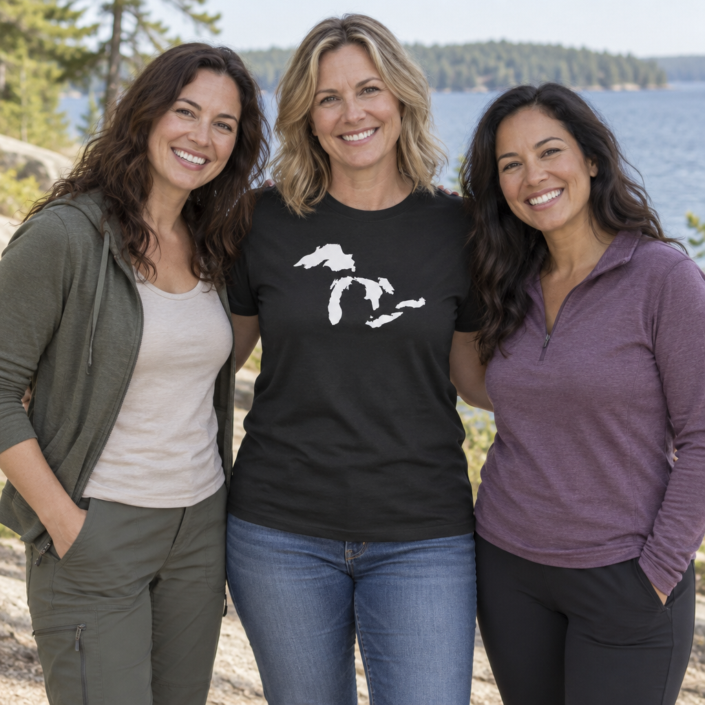 Great Lakes Silhouette — Black T-Shirt — lifestyle group