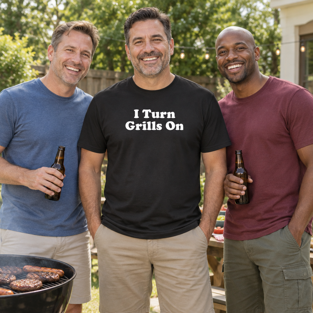 I Turn Grills On — Black T-Shirt — lifestyle group