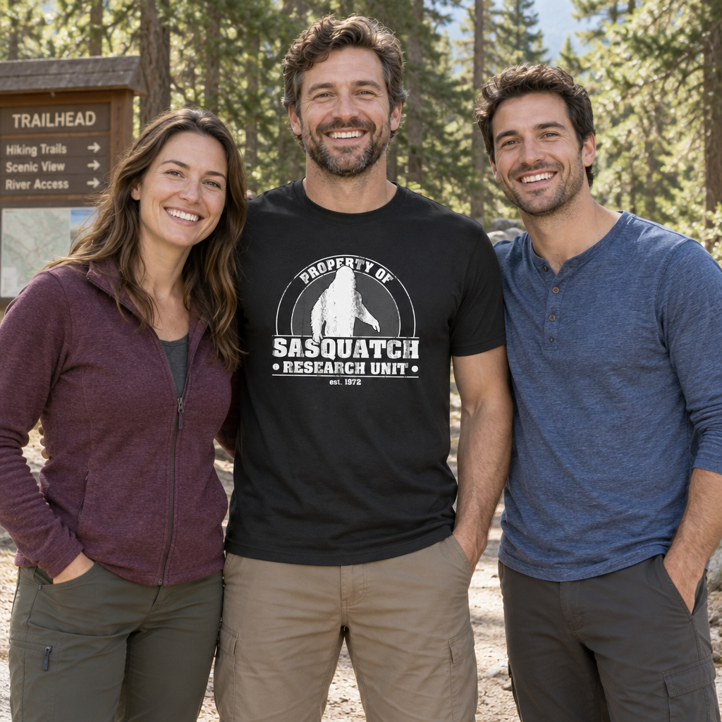 Sasquatch Research Unit — Black T-Shirt — lifestyle group