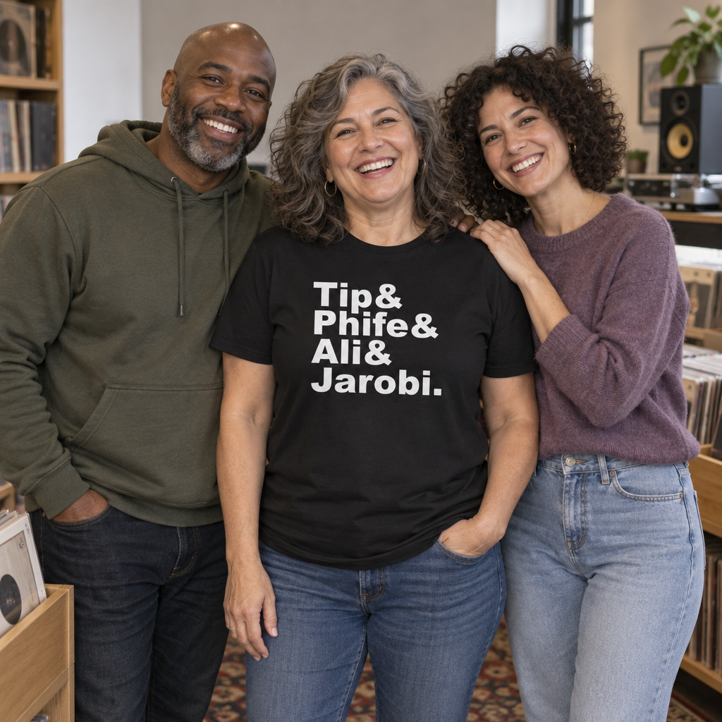 Tip Phife Ali Jarobi Names — Black T-Shirt — lifestyle group