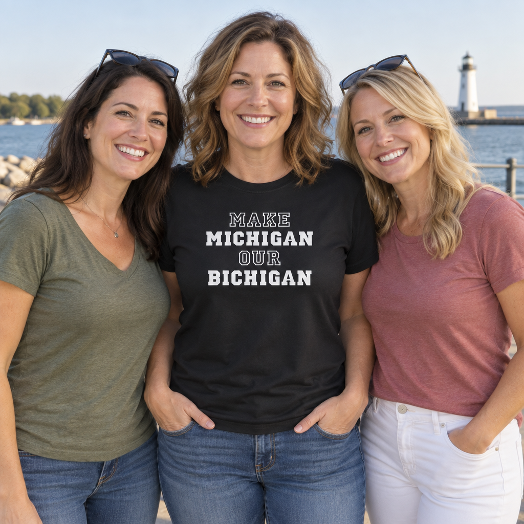 Make Michigan Our Bichigan — Black T-Shirt — lifestyle group