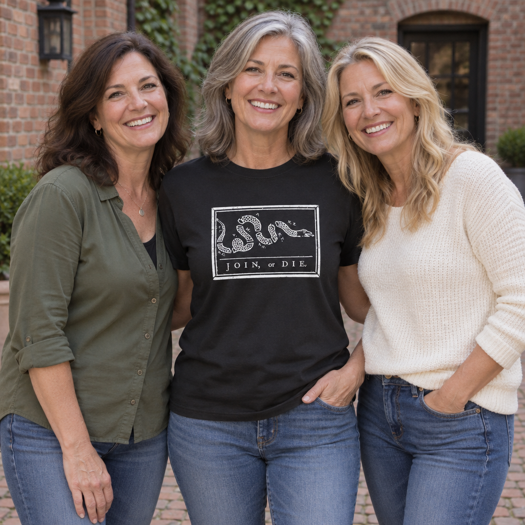 Join or Die Segmented Snake — Black T-Shirt — lifestyle group