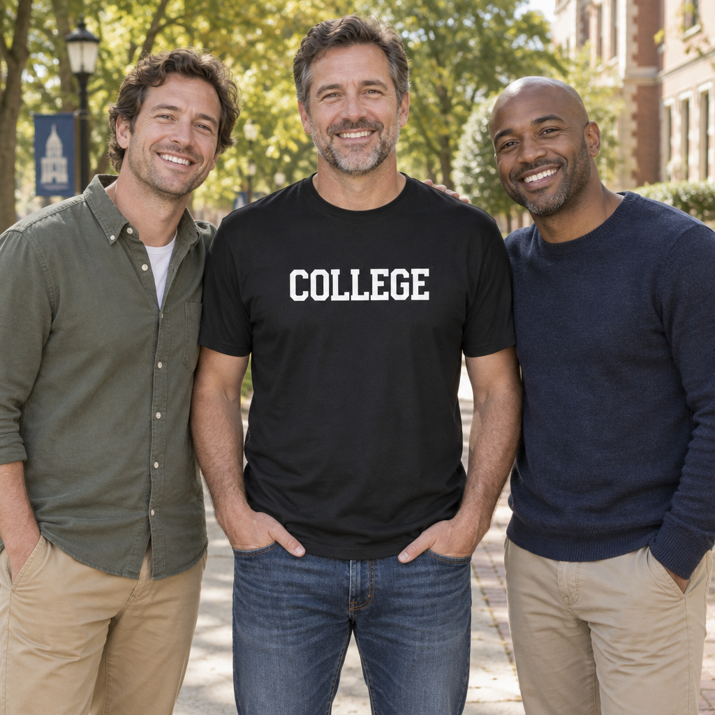 College Block Letters — Black T-Shirt — lifestyle group