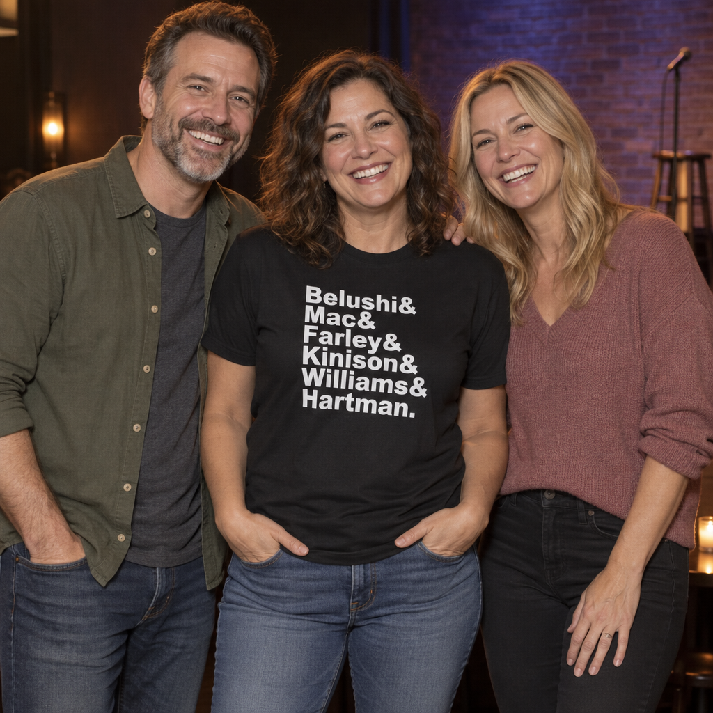 Comedy Legends Names — Black T-Shirt — lifestyle group