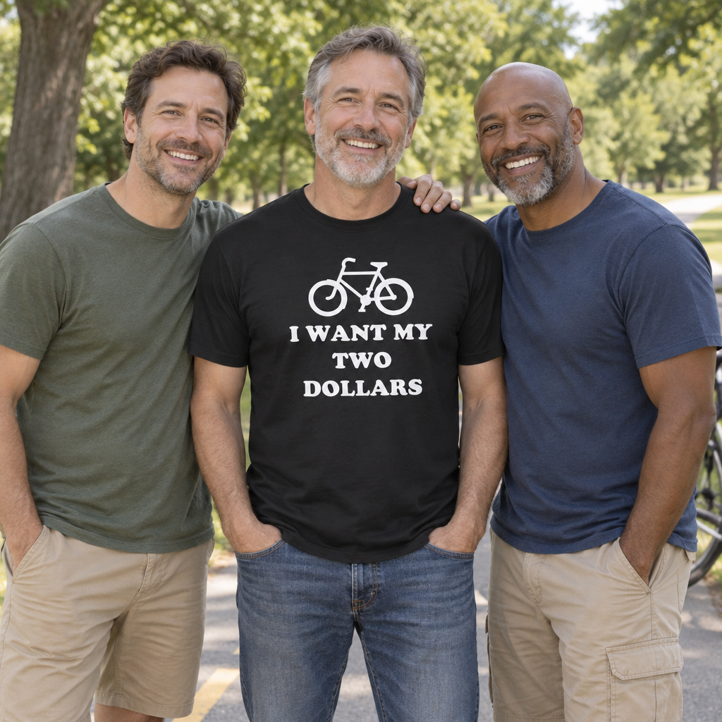 I Want My Two Dollars Bicycle — Black T-Shirt — lifestyle group