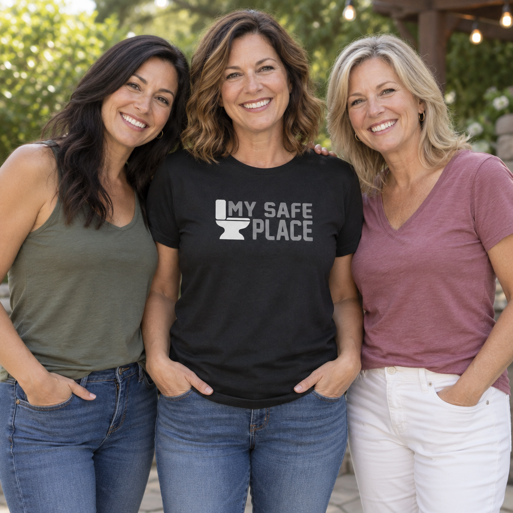 My Safe Place Toilet — Black T-Shirt — lifestyle group