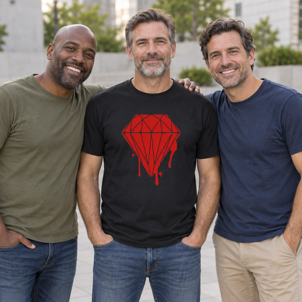 Dripping Red Diamond — Black T-Shirt — lifestyle group