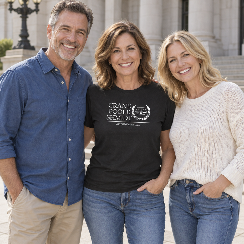 Crane Poole Schmidt Attorneys at Law — Black T-Shirt — lifestyle group