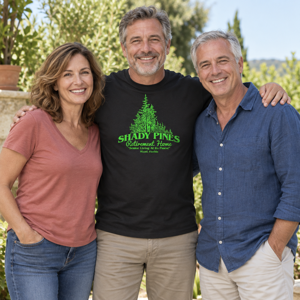 Shady Pines Retirement Home — Black T-Shirt — lifestyle group