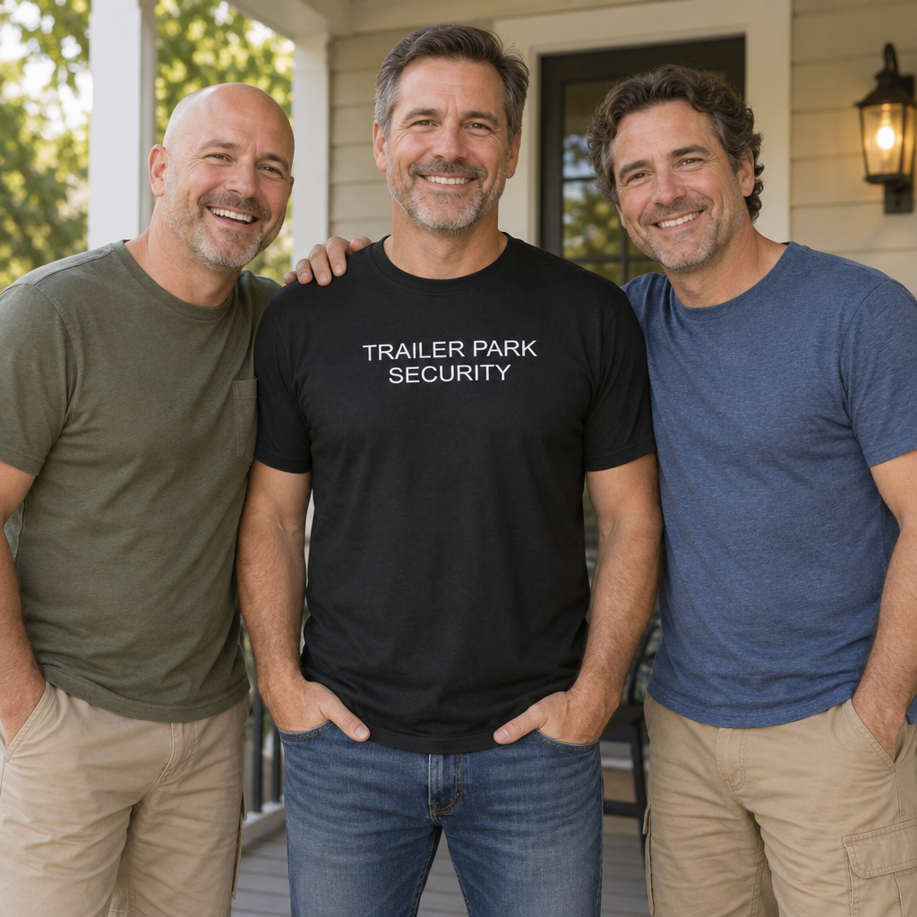 Trailer Park Security — Black T-Shirt — lifestyle group